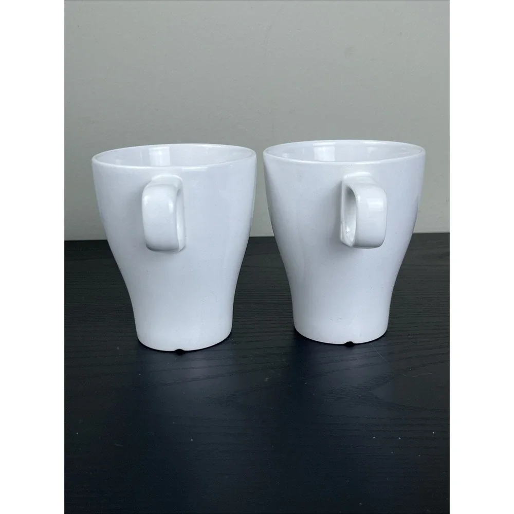 Set of 2 IKEA White Ceramic Stackable Coffee Tea Cups Mugs